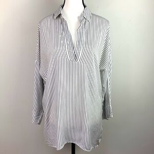 Zara Basic Black and White Striped Oversized Tunic Top